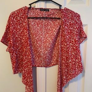 SHEIN cropped tie-front shirt